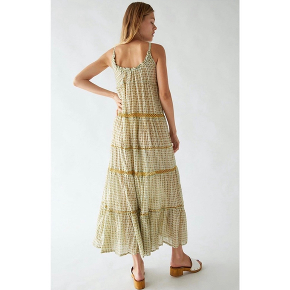 Free People Midnight Dance Maxi Dress NWT Medium Light Grey Boho Prairie Tiered - Picture 2 of 10
